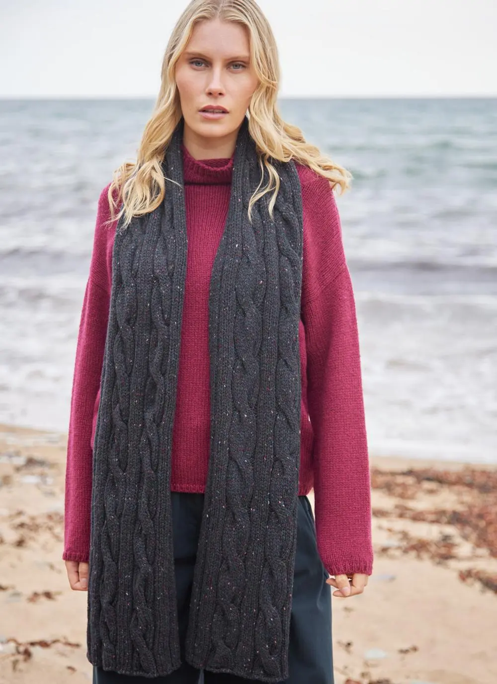 Fisherman Donegal Cable Scarf