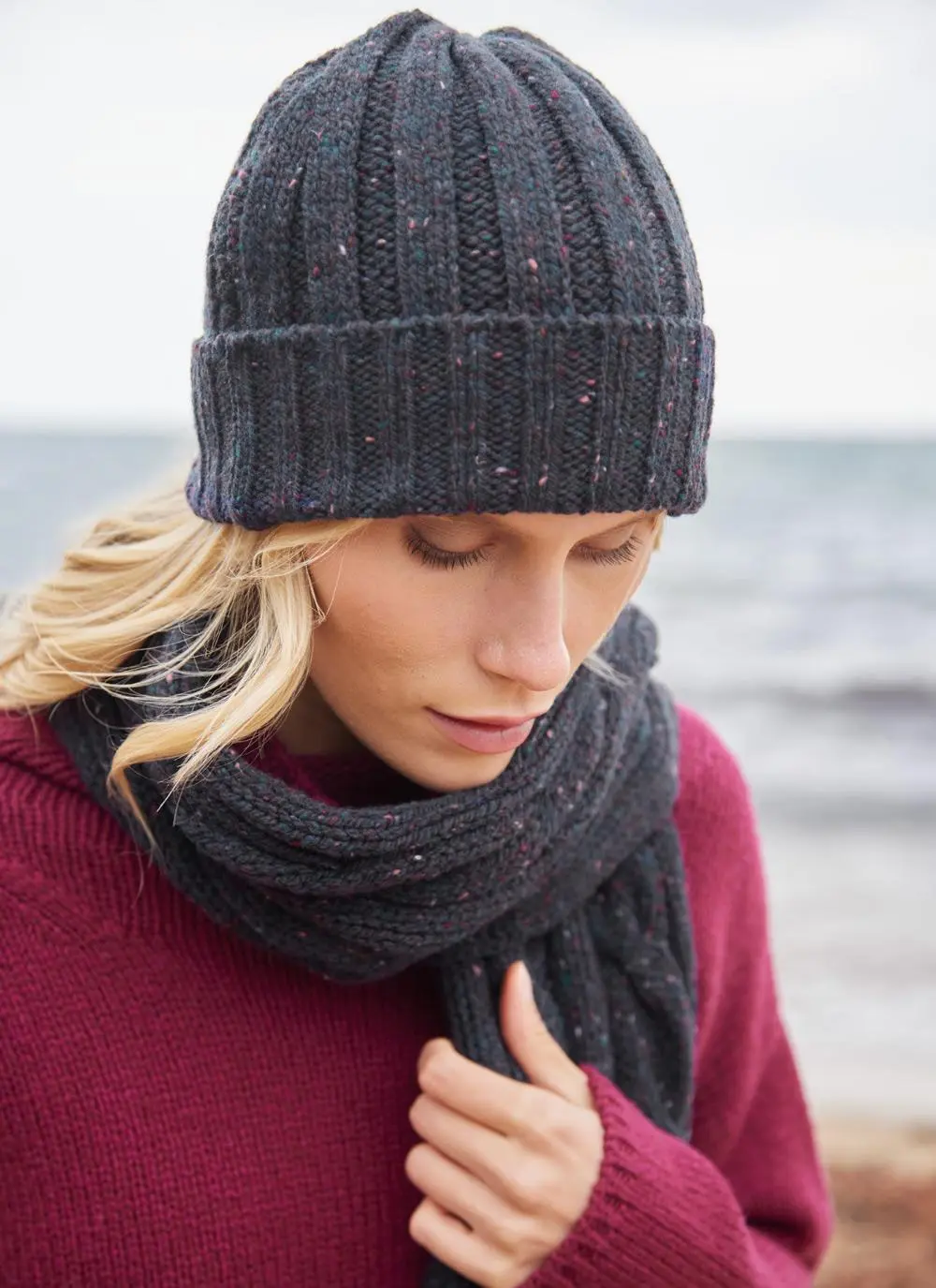 Fisherman Donegal Fleck Ribbed Beanie