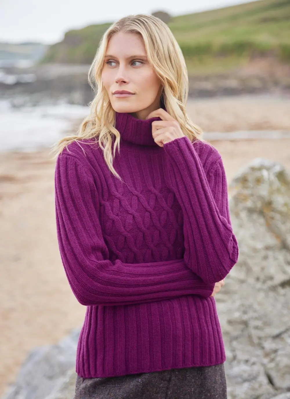 Fisherman Criss Cross Polo Sweater