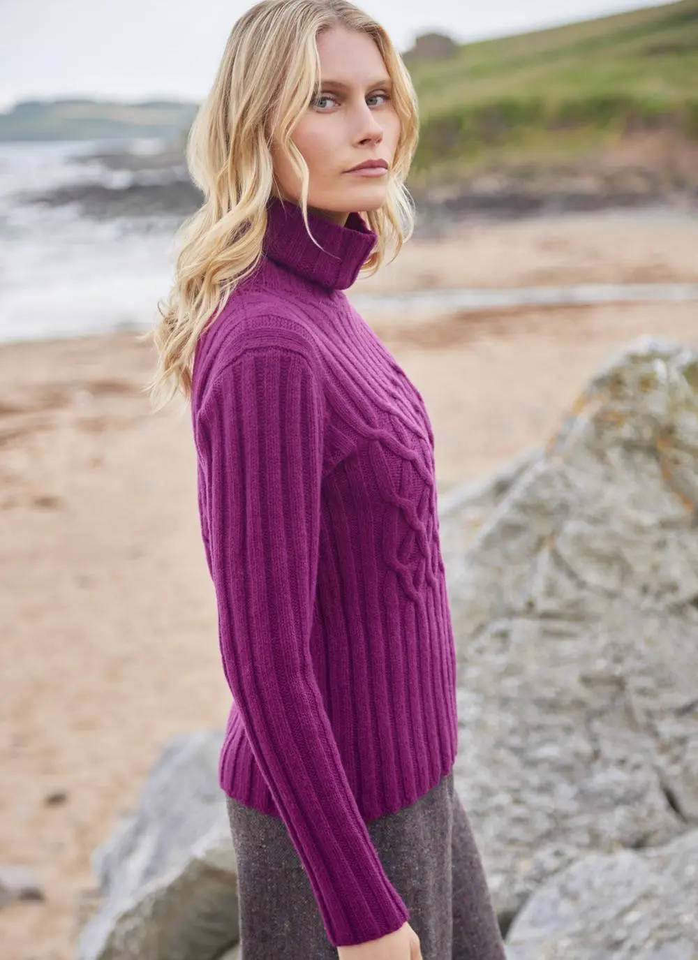 Fisherman Criss Cross Polo Sweater
