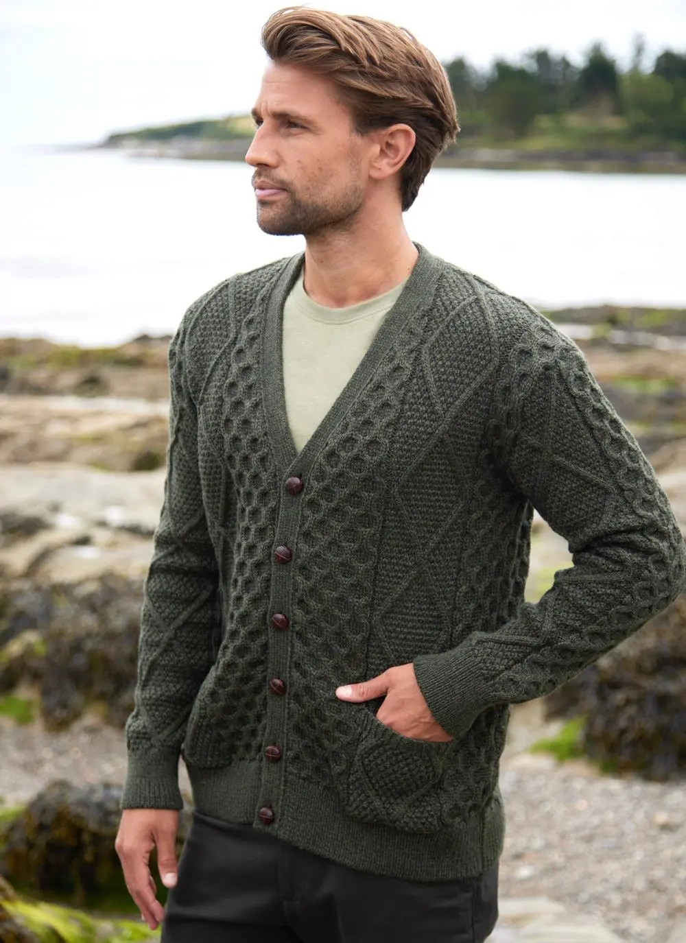 Daire V-Neck Aran Cardigan 