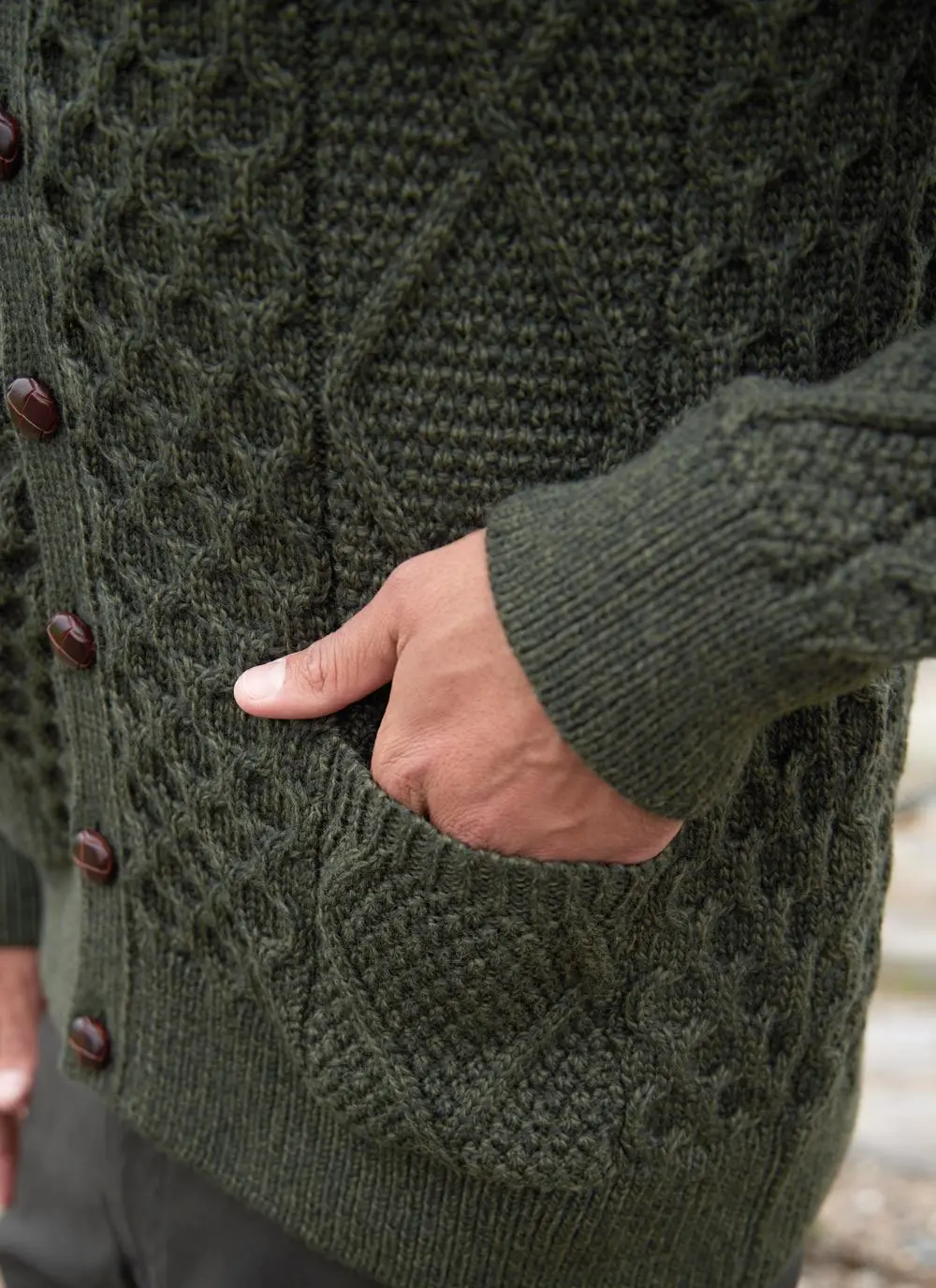 Daire V-Neck Aran Cardigan 