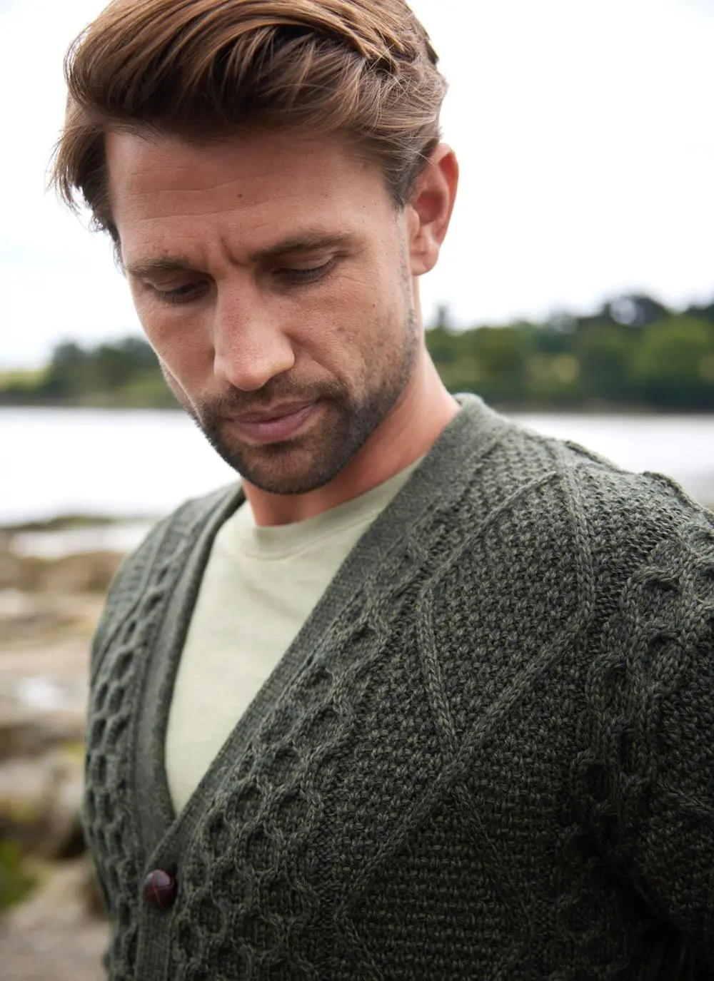 Daire V-Neck Aran Cardigan 
