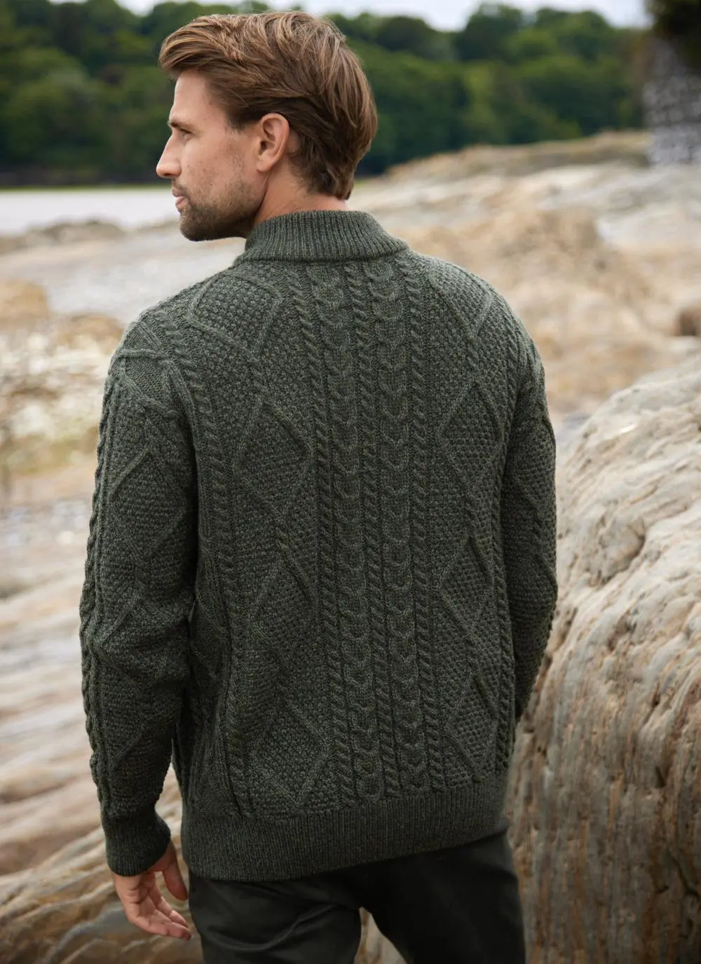 Denis Full Zip Aran Sweater