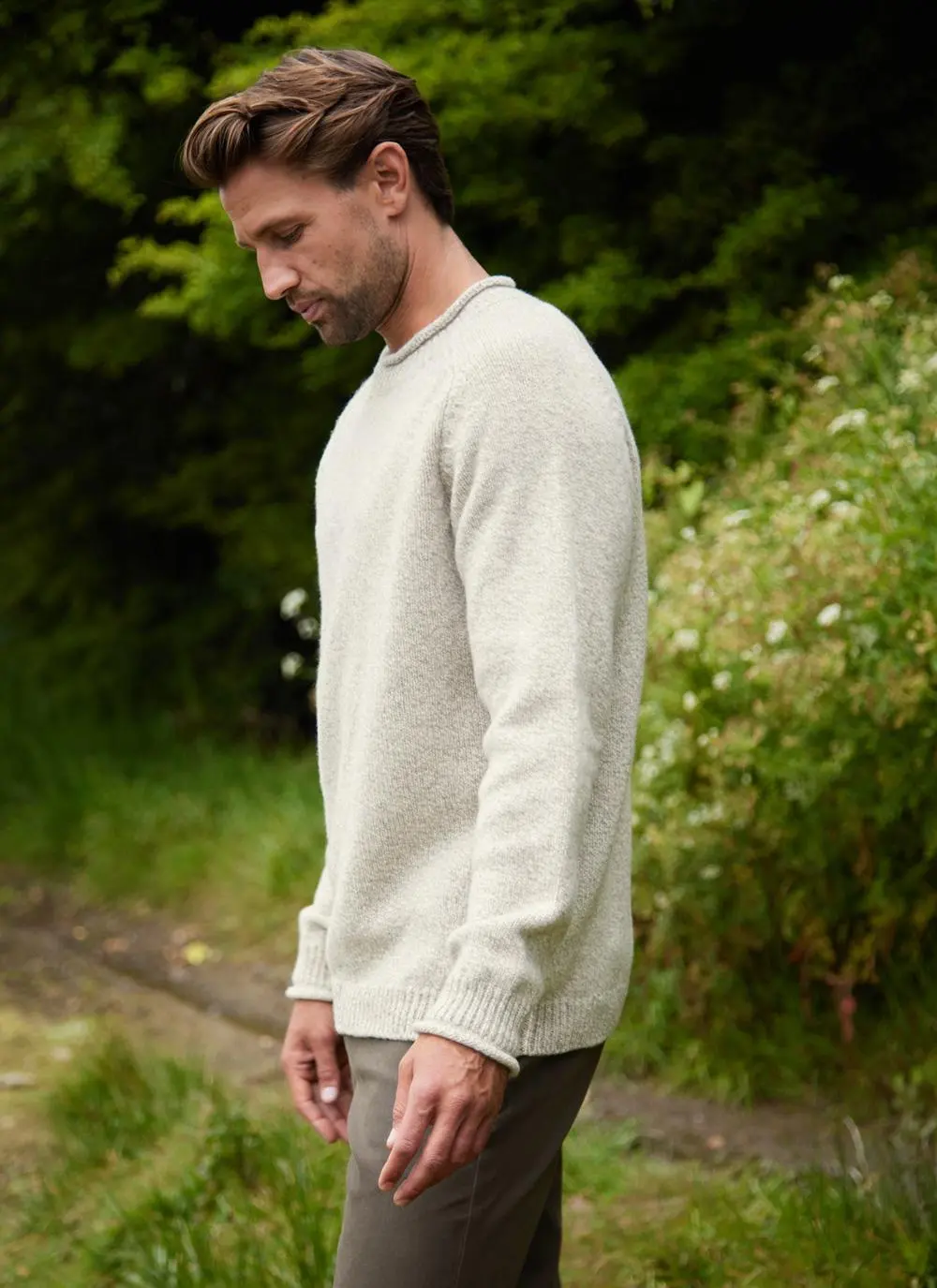 Fisherman Roll Neck Sweater With Cashmere