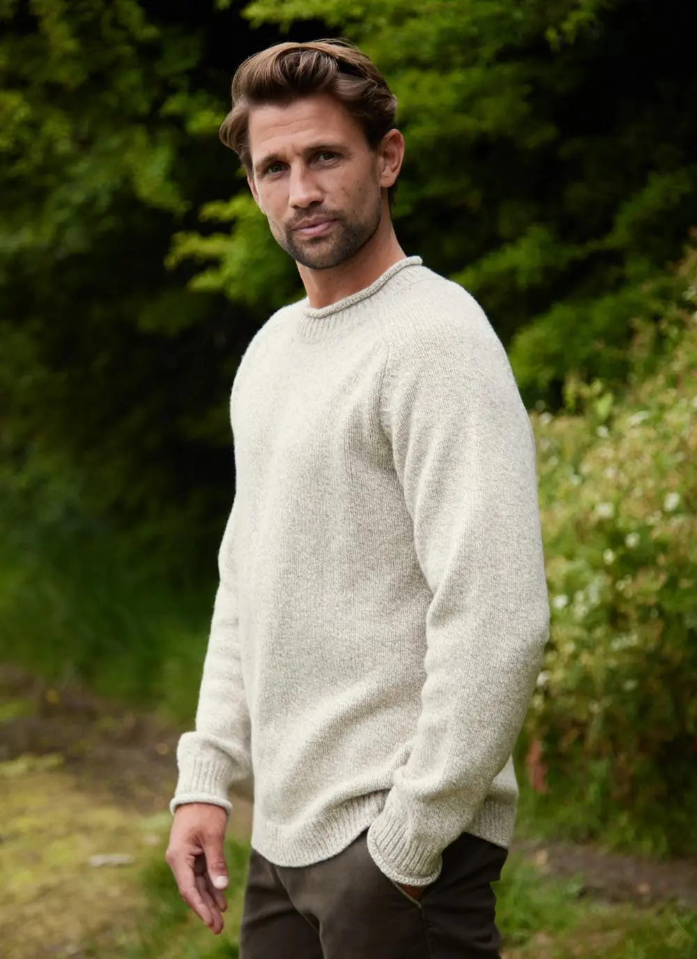 Fisherman Roll Neck Sweater With Cashmere