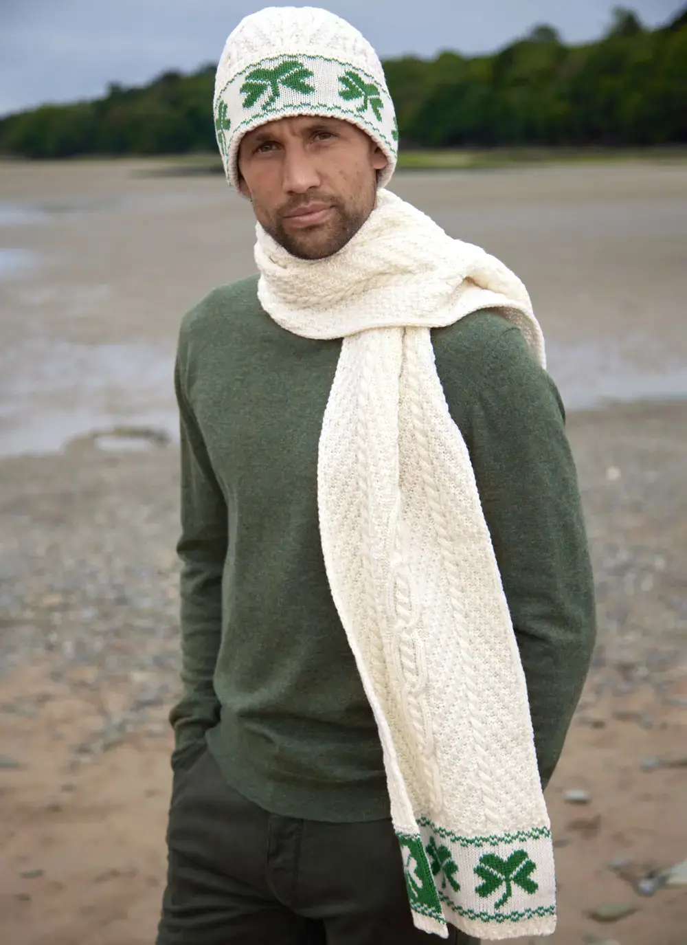 Shamrock Beanie & Scarf Set