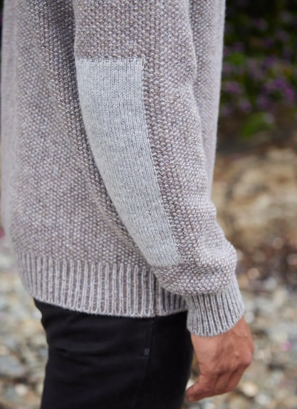Lambswool Seed Stitch Zip Neck Sweater