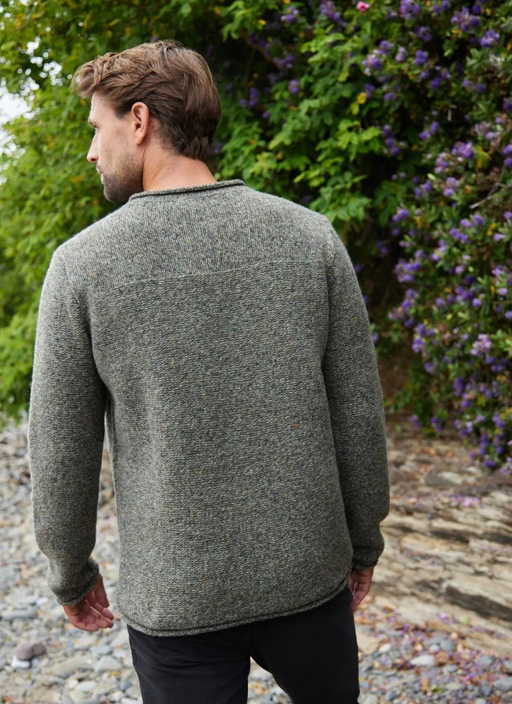 Fisherman Wool Cashmere Toggle Roll Neck Sweater