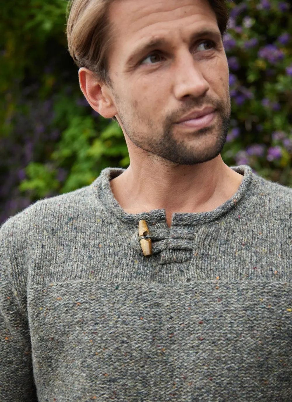 Fisherman Wool Cashmere Toggle Roll Neck Sweater