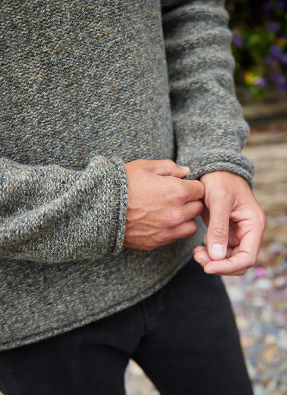 Fisherman Wool Cashmere Toggle Roll Neck Sweater