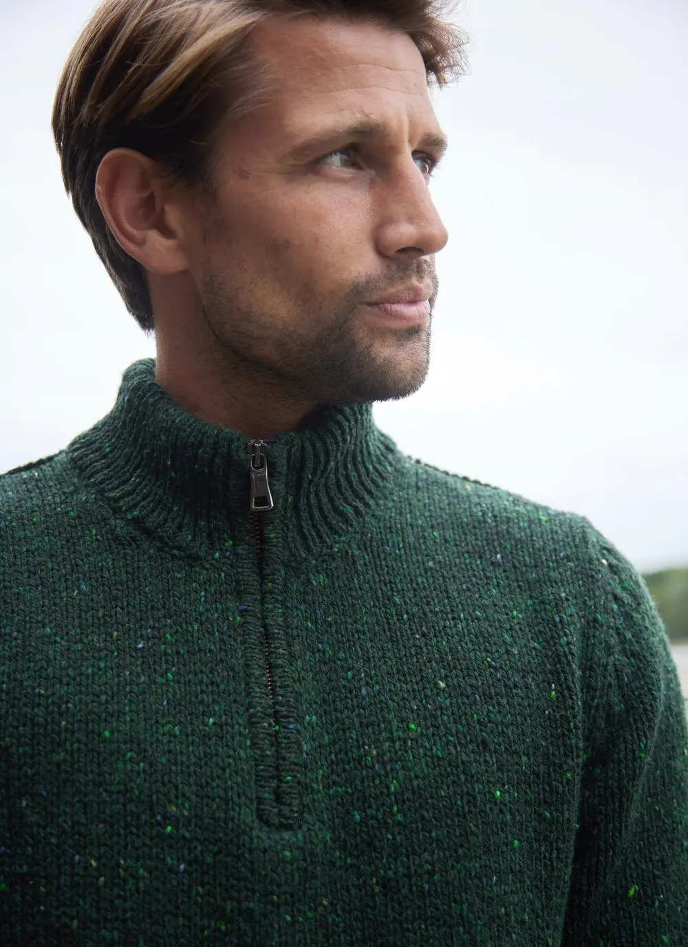 Fisherman Donegal Fleck Half Zip Sweater