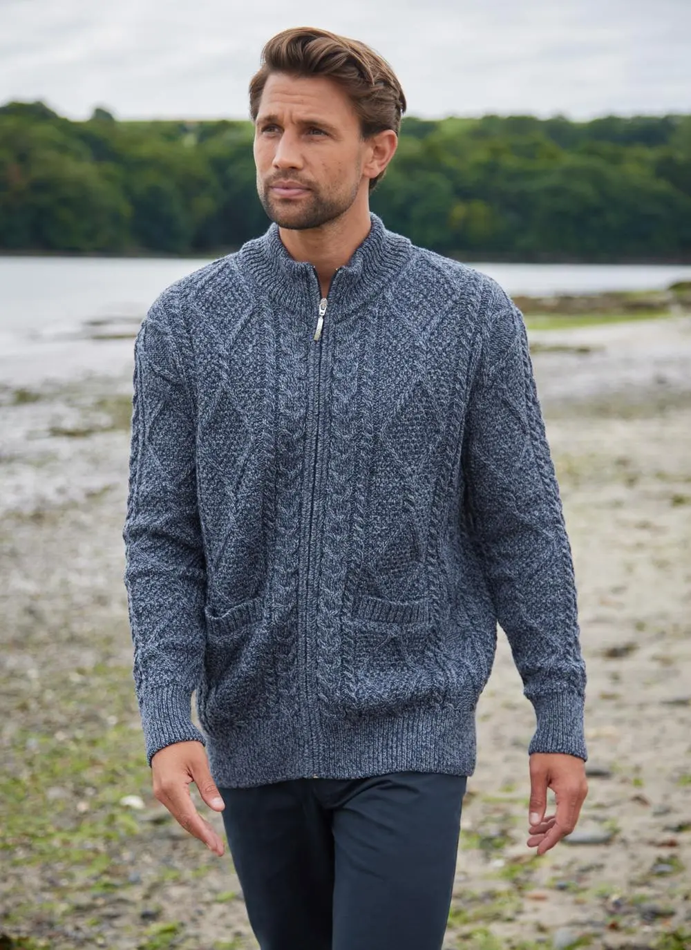 Denis Full Zip Aran Sweater