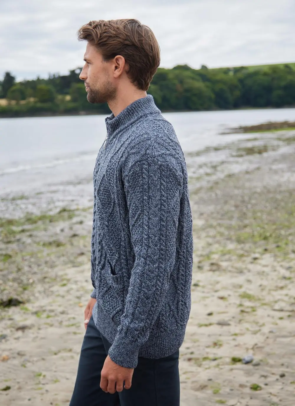 Denis Full Zip Aran Sweater