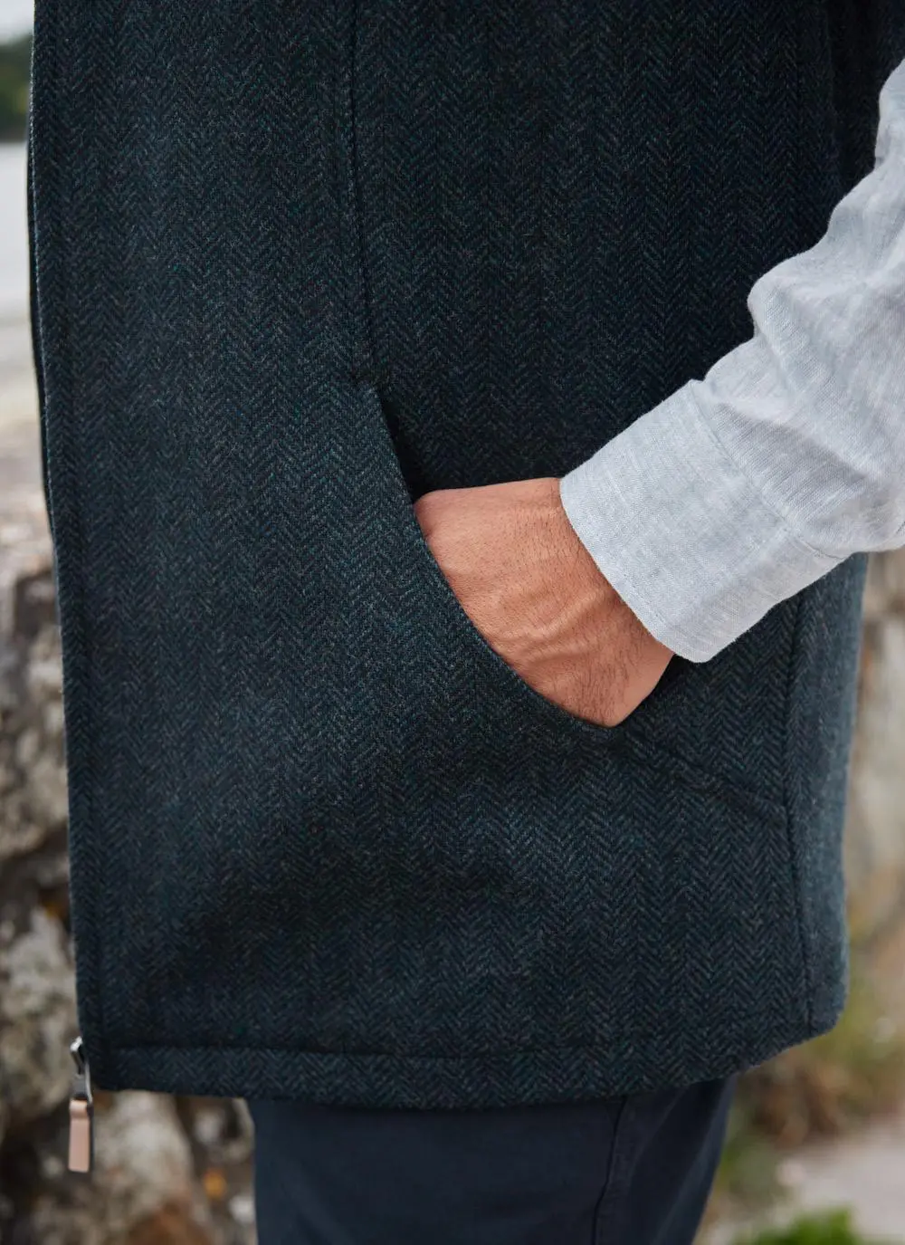 James Full Zip Tweed Gilet