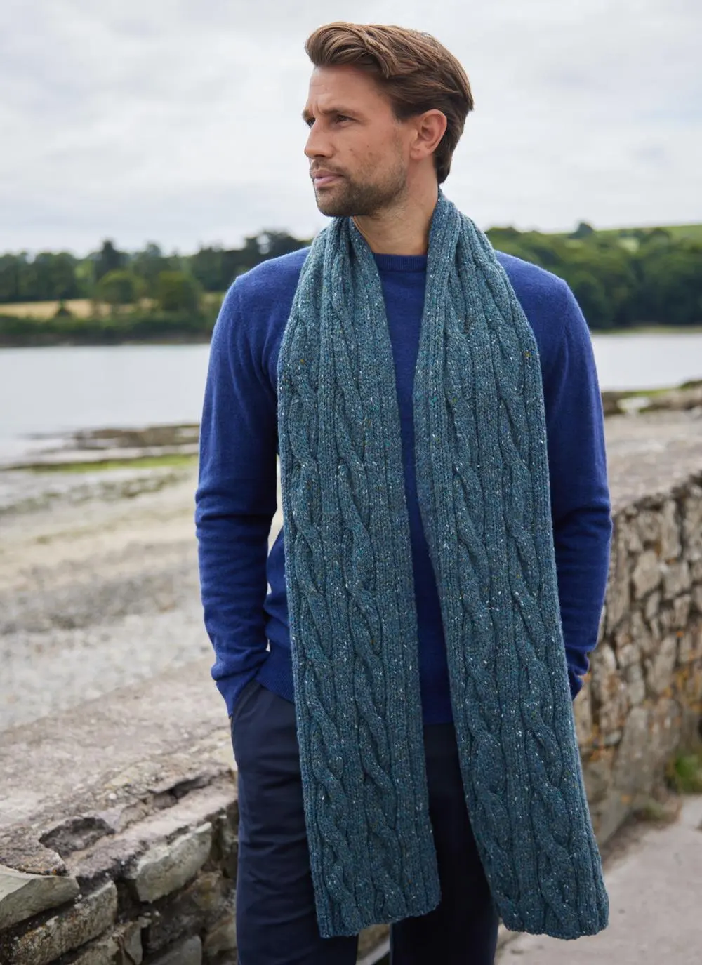 Fisherman Donegal Fleck Cable Scarf