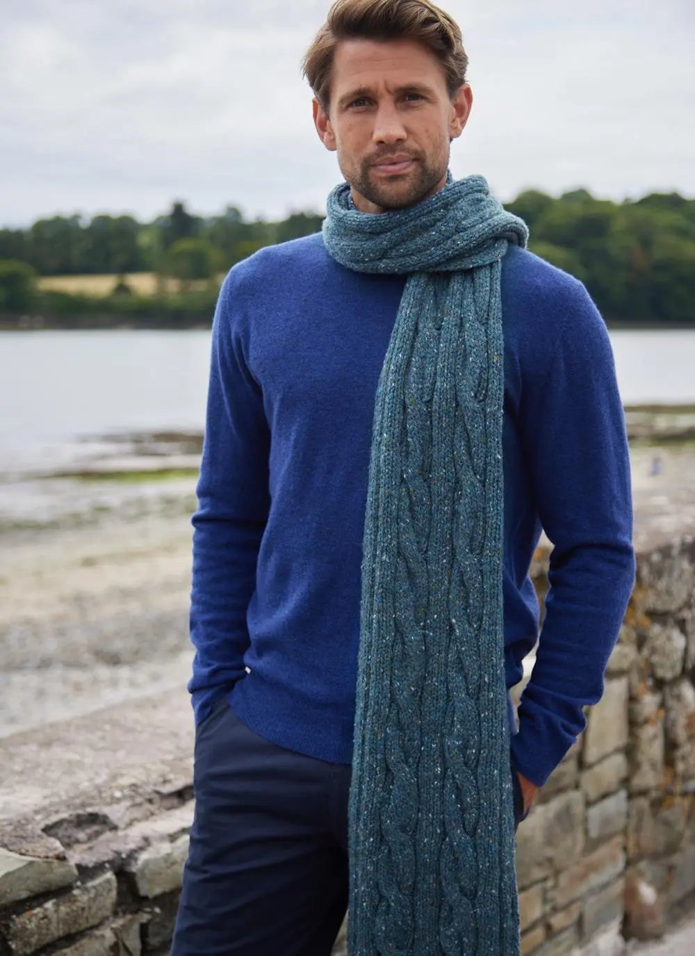 Fisherman Donegal Fleck Cable Scarf