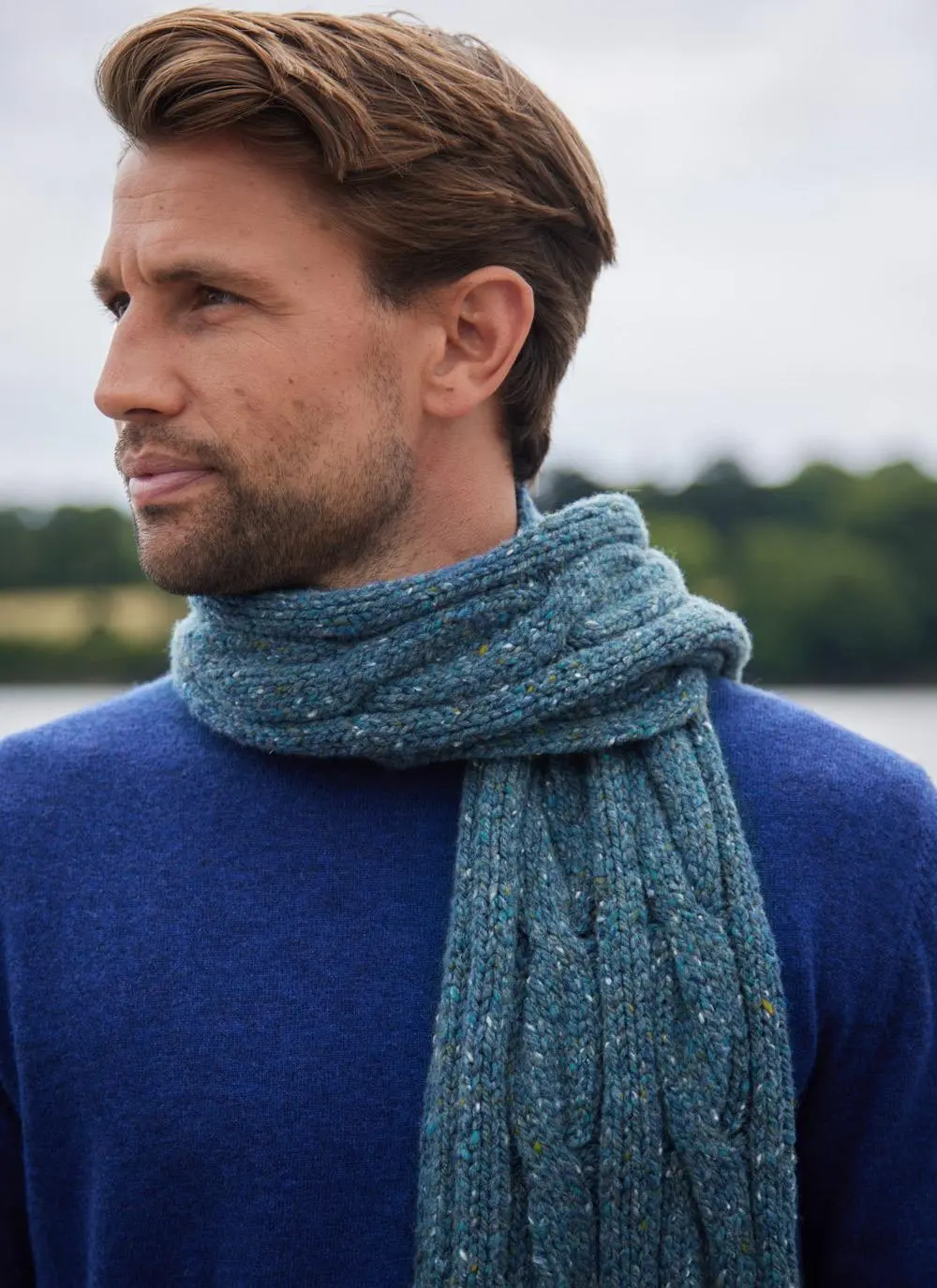 Fisherman Donegal Fleck Cable Scarf