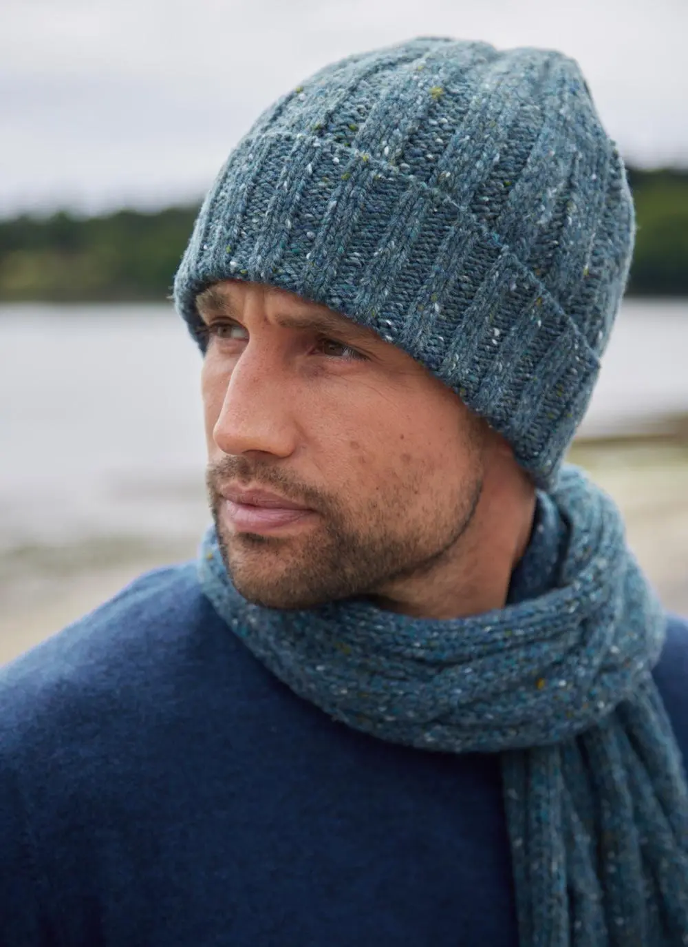 Fisherman Donegal Fleck Ribbed Beanie