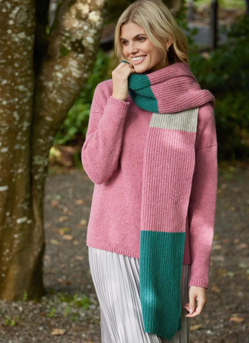 Wool Cashmere Three-Color Scarf