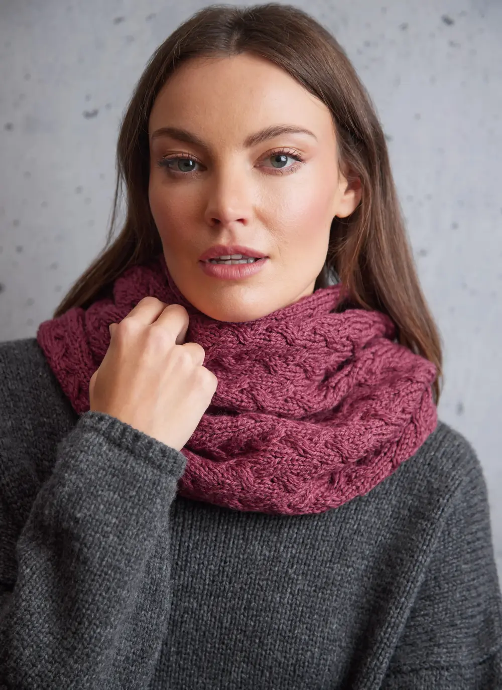 Supersoft Aran Snood in Jam