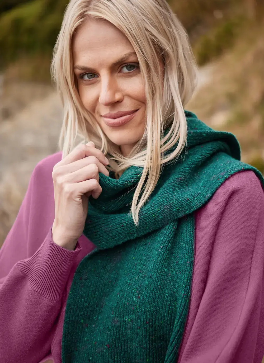 Donegal Fleck Ribbed Scarf in Jade