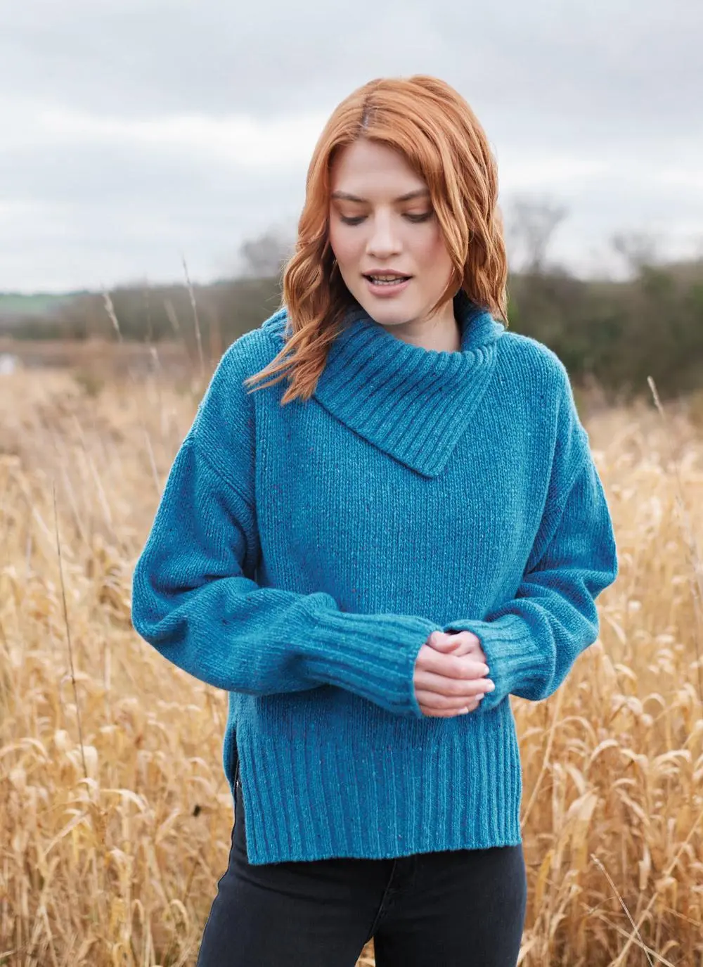 Wilde Cashmere Blend Asymmetrical Collar Sweater