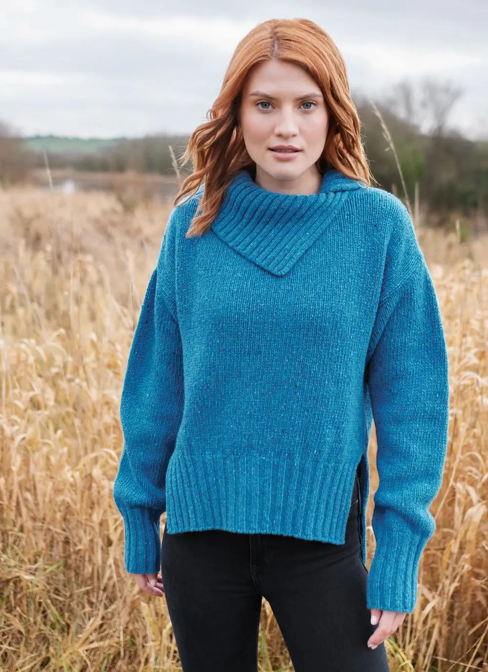 Wilde Cashmere Blend Asymmetrical Collar Sweater