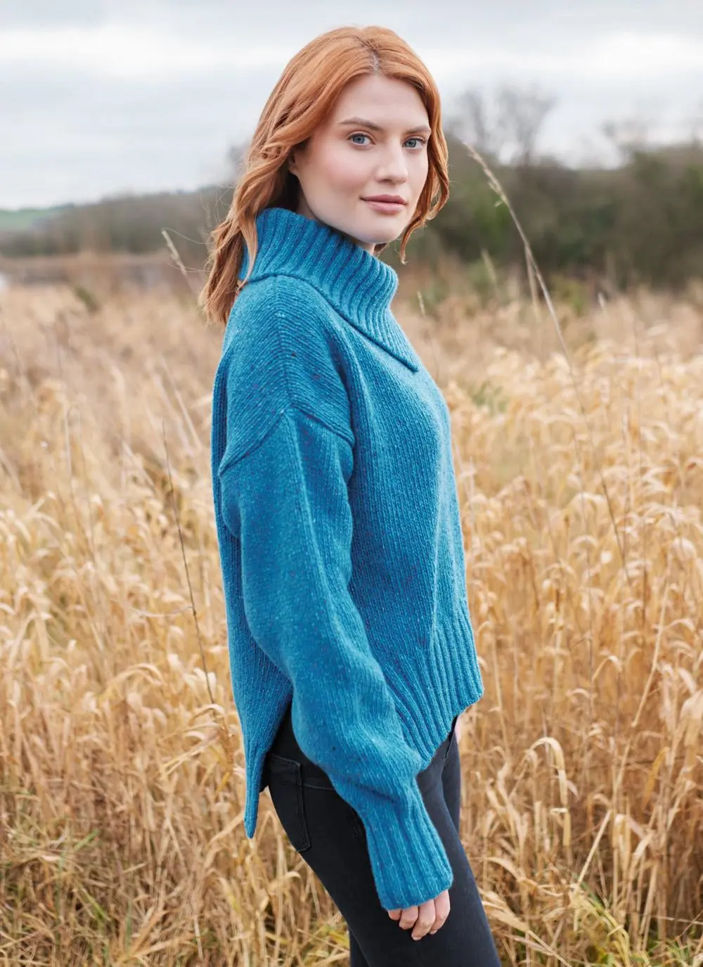 Wilde Cashmere Blend Asymmetrical Collar Sweater