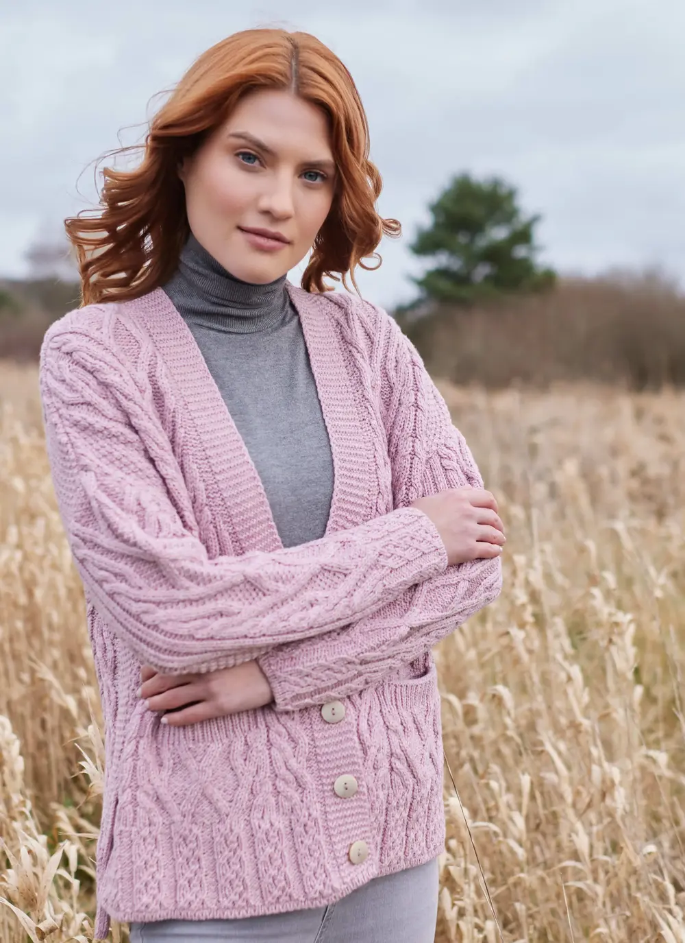 Supersoft Aran Trellis Boxy Cardigan