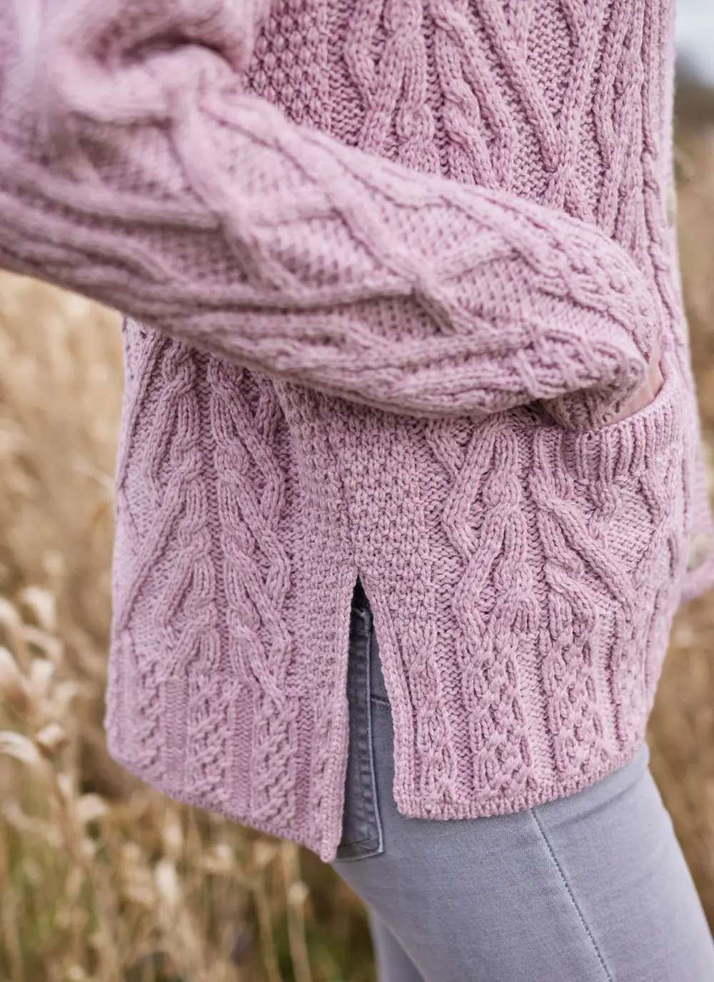 Supersoft Aran Trellis Boxy Cardigan