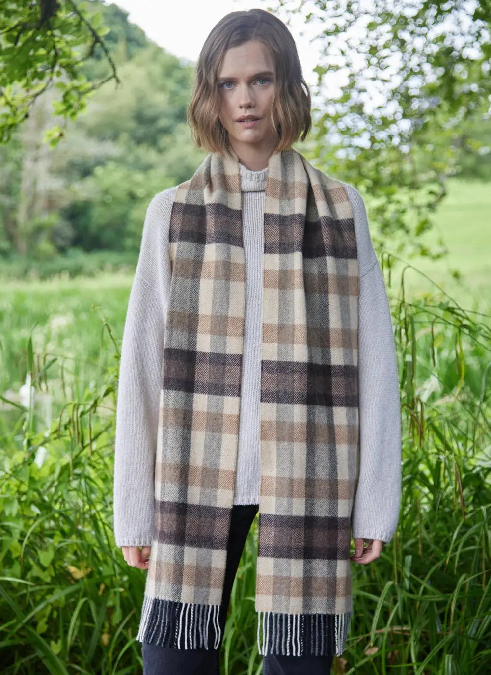 Long Lambswool Fringed Scarf