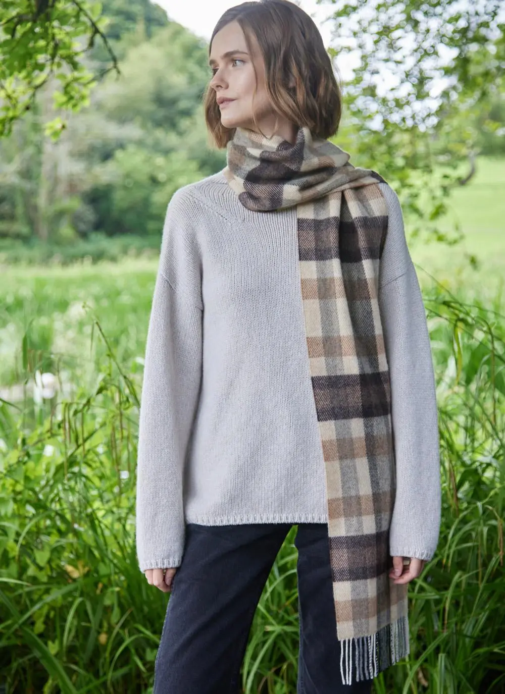 Long Lambswool Fringed Scarf