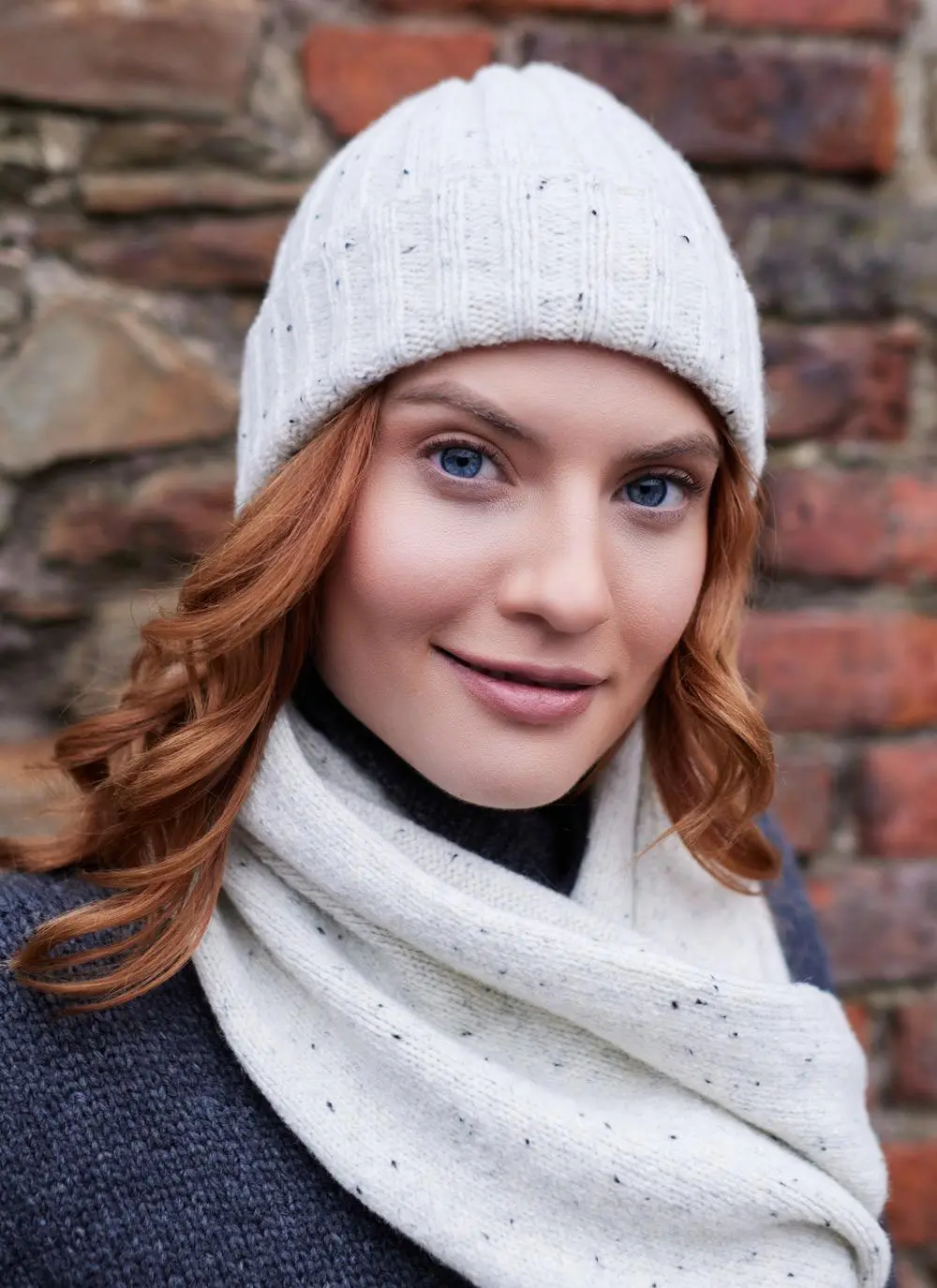 Wool Cashmere Tweed Hat & Scarf Set