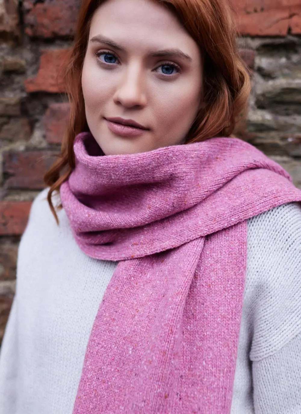 Wool Cashmere Long Jersey Stitch Scarf