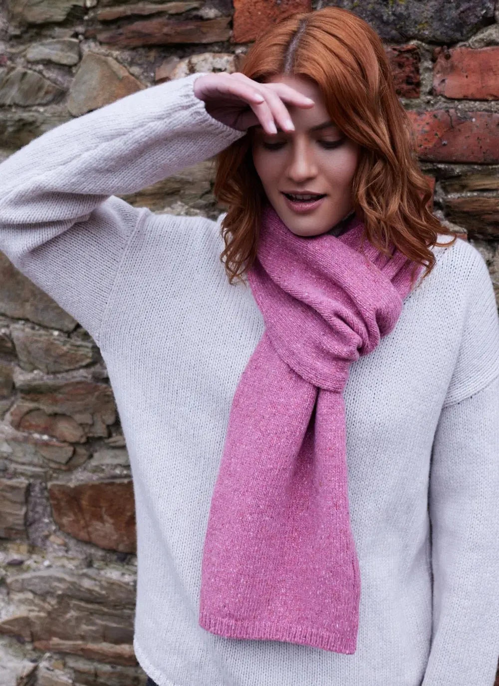 Wool Cashmere Long Jersey Stitch Scarf