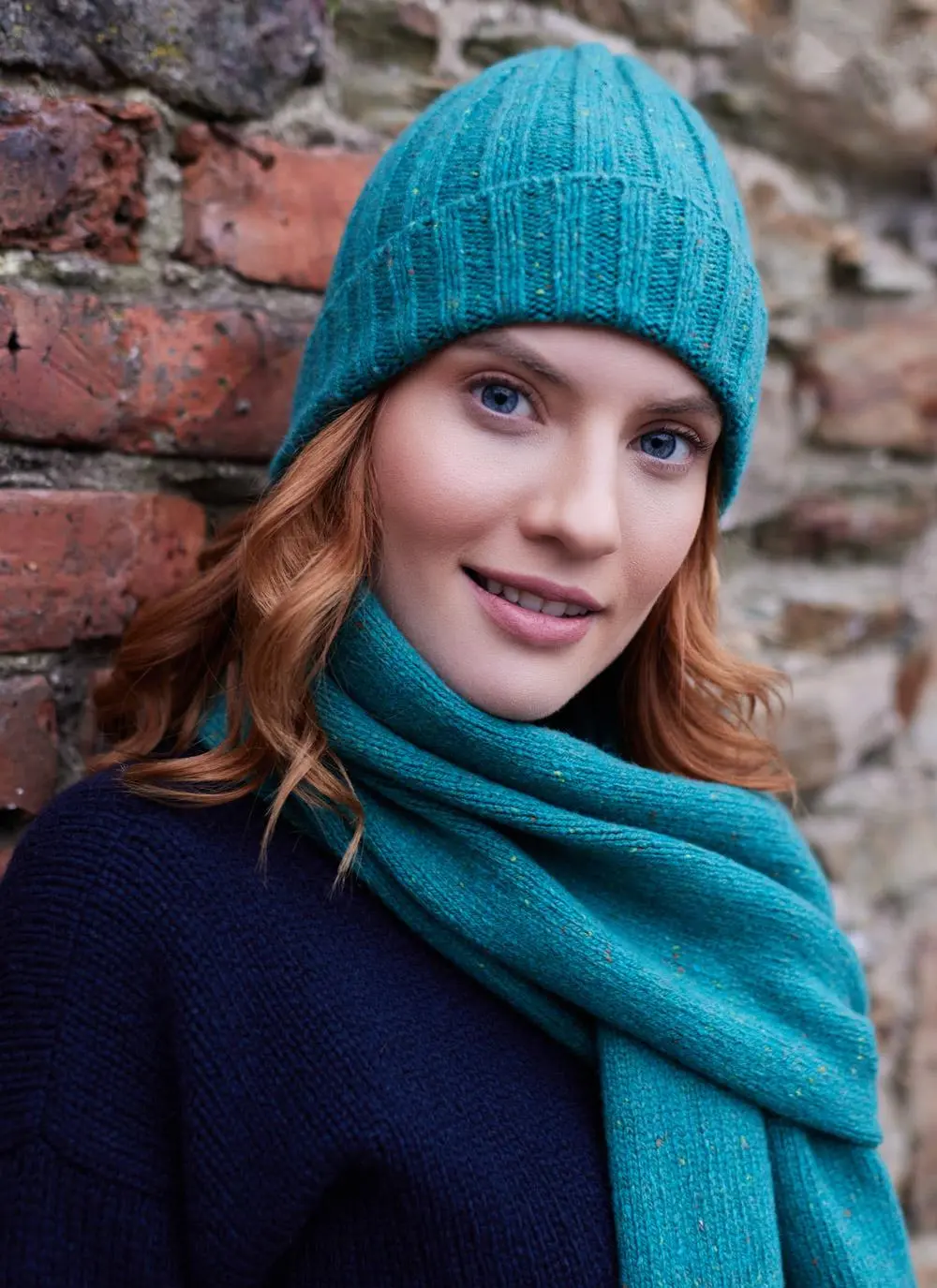 Wool Cashmere Tweed Hat & Scarf Set