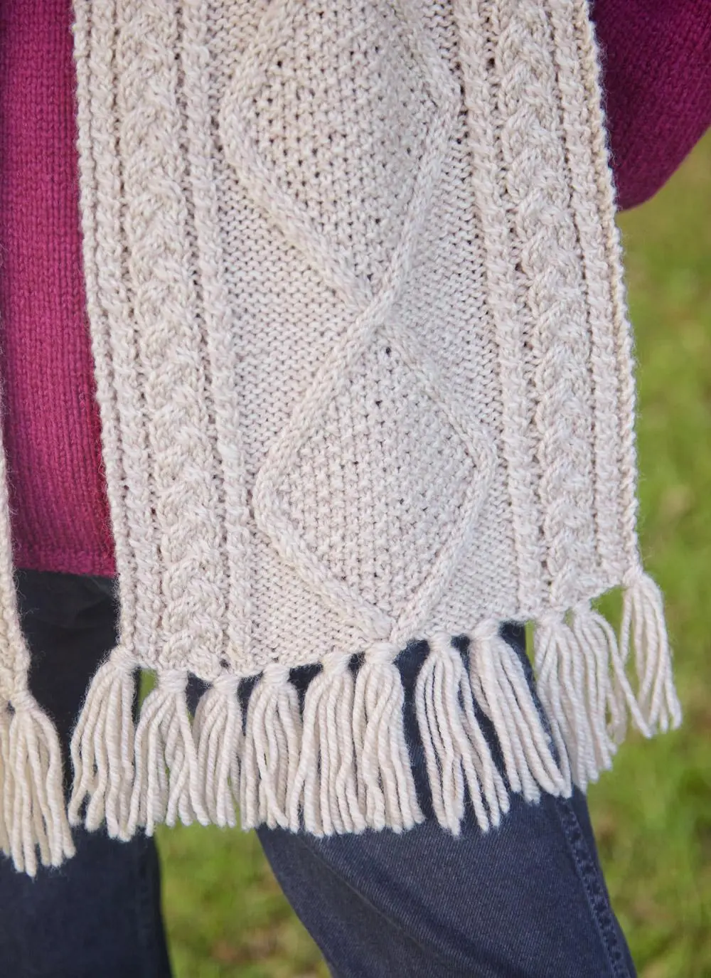 Hand-Knit Aran Scarf