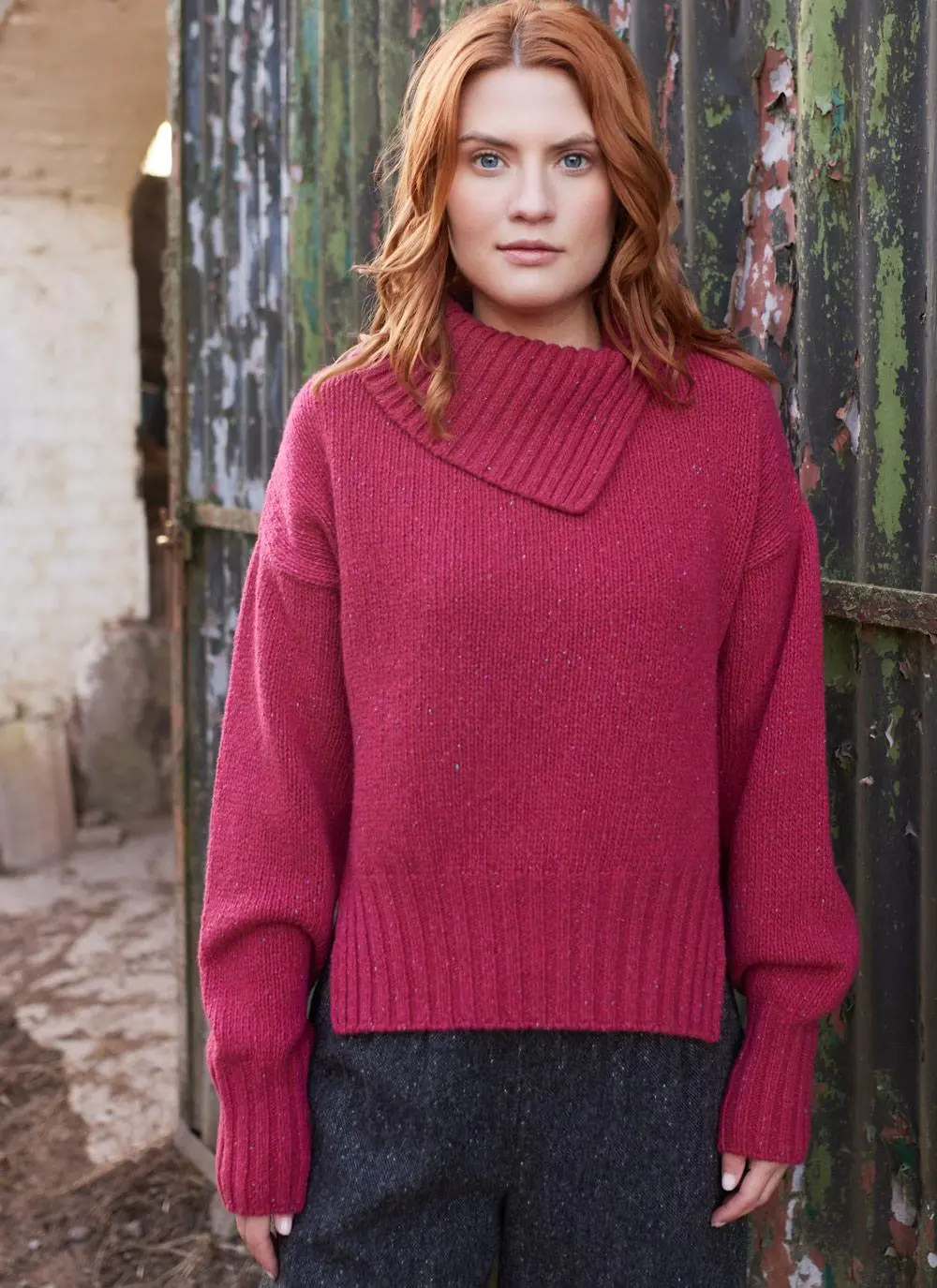 Wilde Cashmere Blend Asymmetrical Collar Sweater