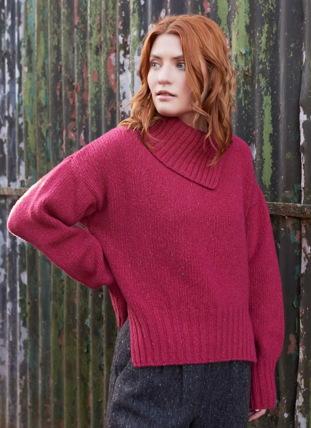 Wilde Cashmere Blend Asymmetrical Collar Sweater