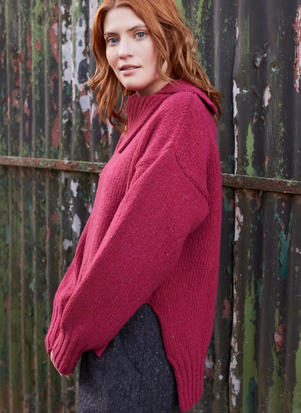 Wilde Cashmere Blend Asymmetrical Collar Sweater
