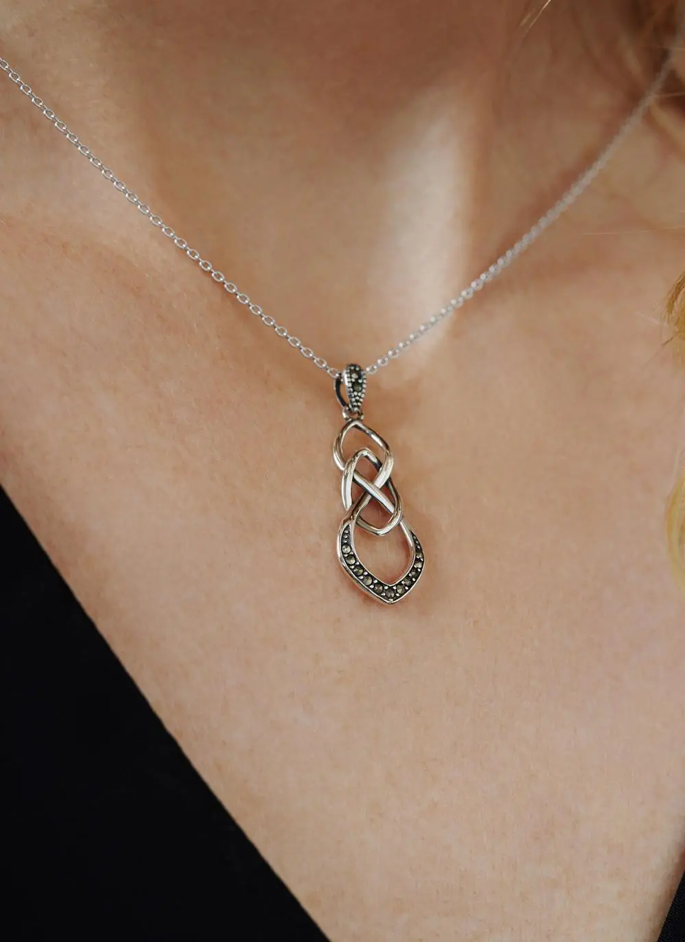 Marcasite & Sterling Silver Celtic Infinity Pendant