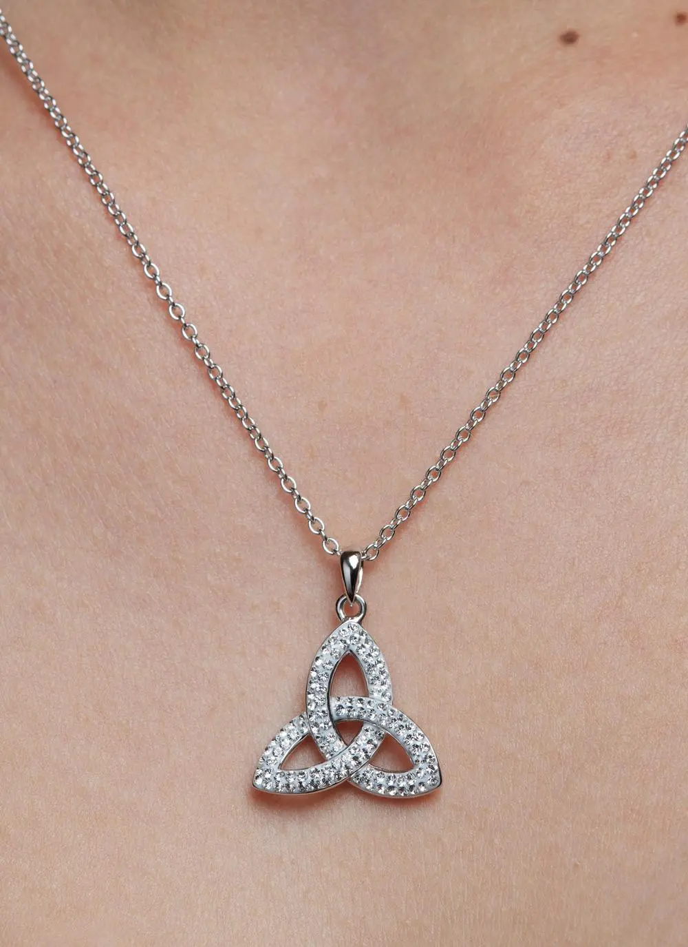 Pink Tourmaline Celtic Trinity Knot Necklace - 14K White Gold |JewelsForMe