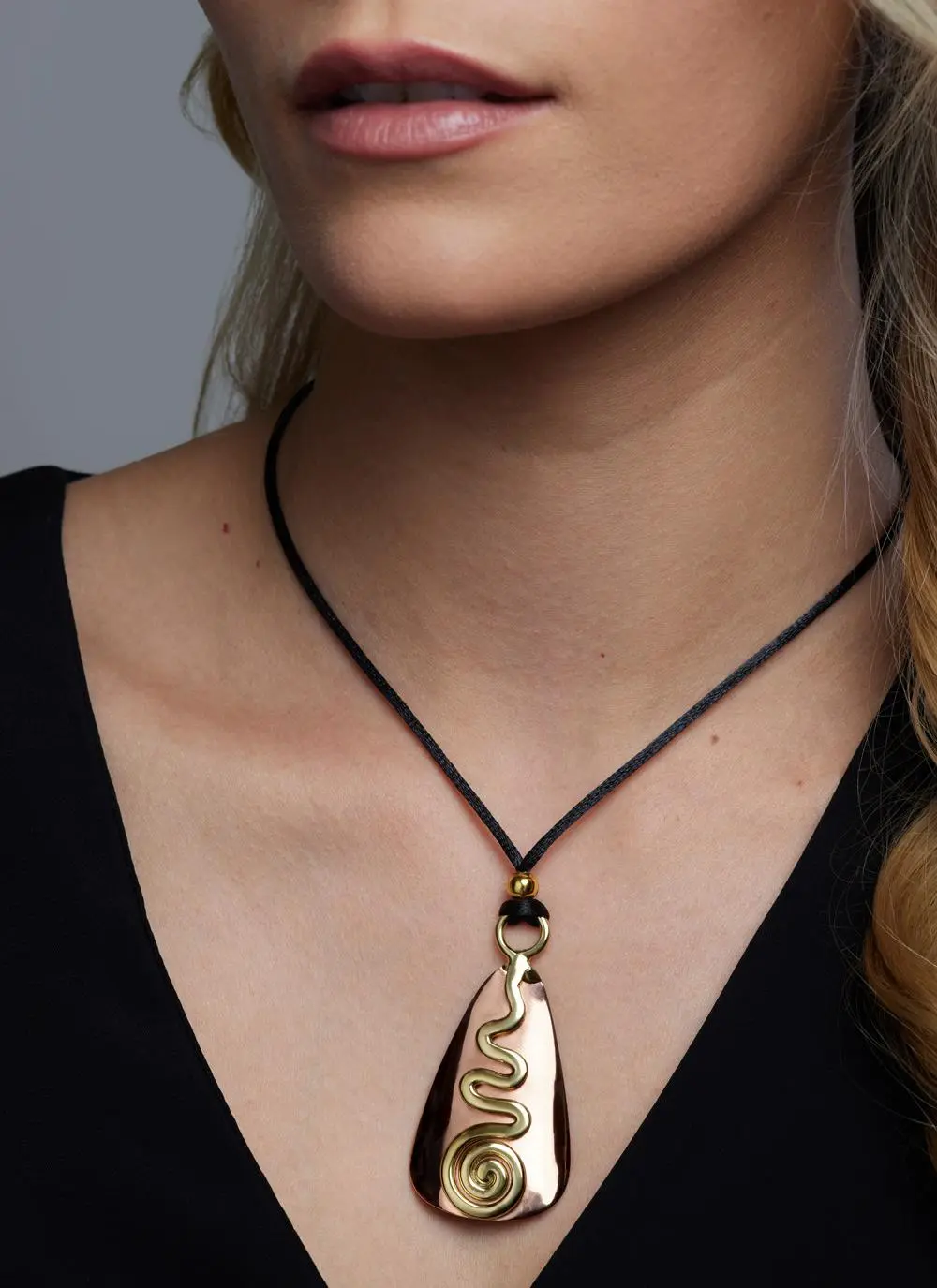 Two Tone Copper Bell-Shape Celtic Spiral Pendant