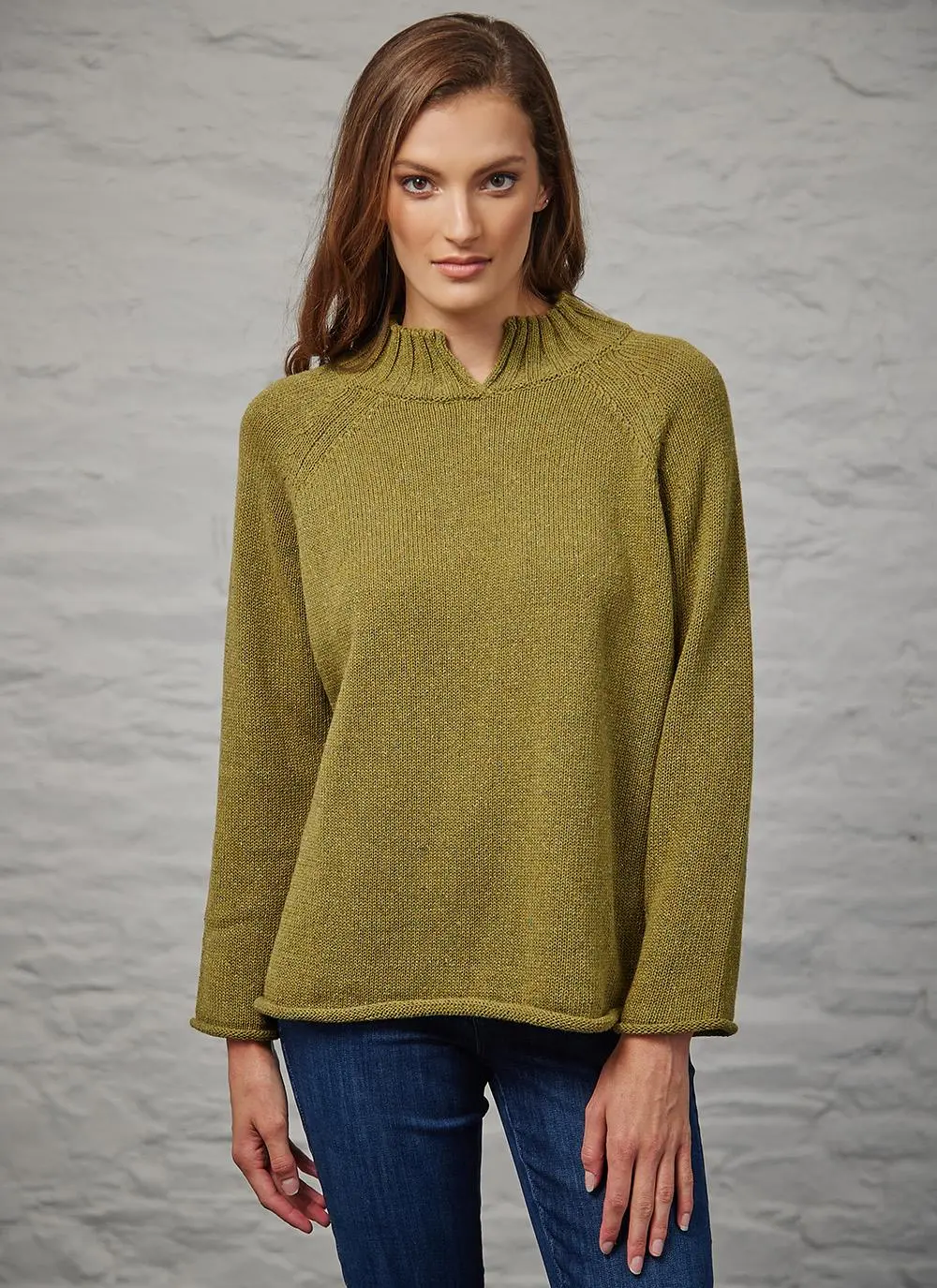 Donegal Tweed Turtle Neck Sweater with Rolled Hems