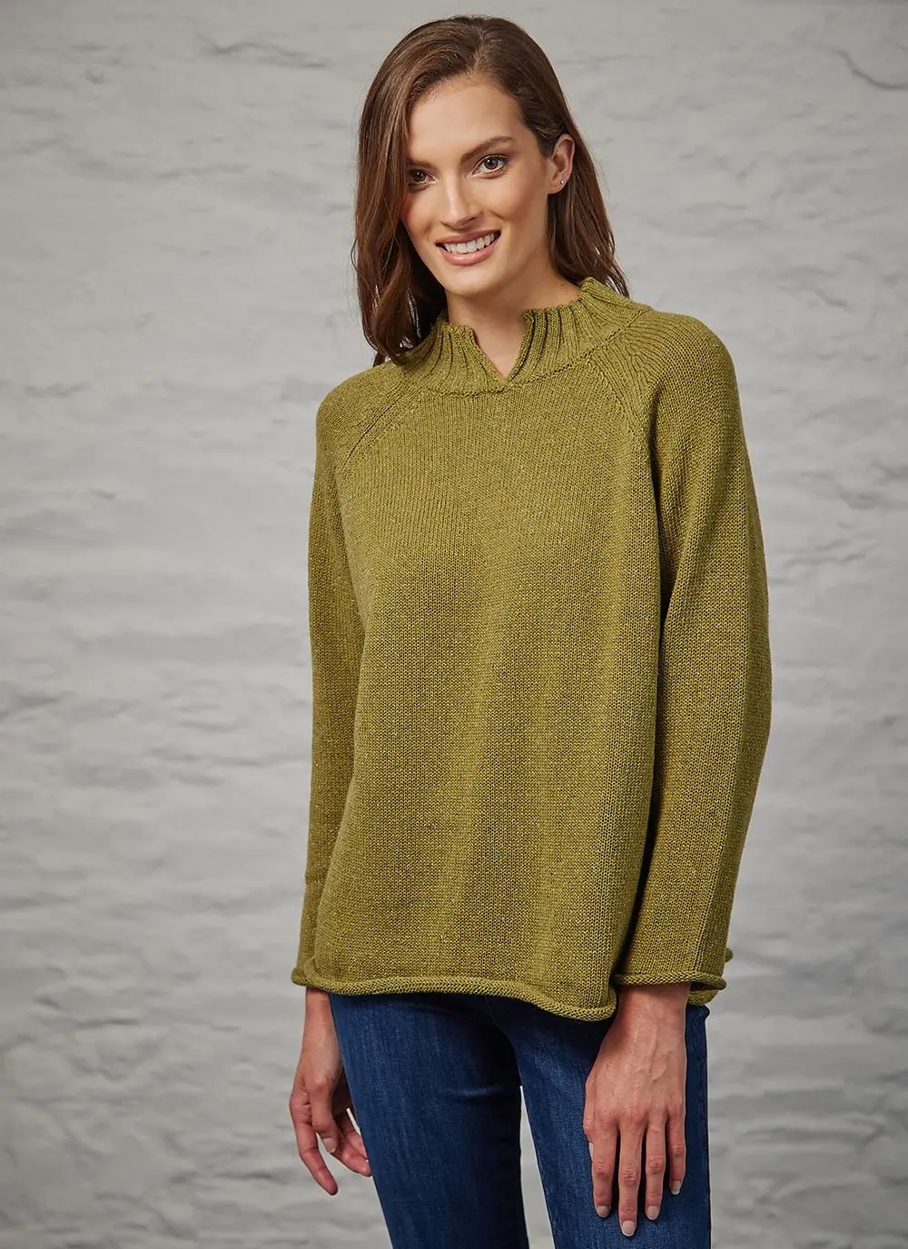 Donegal Tweed Turtle Neck Sweater with Rolled Hems