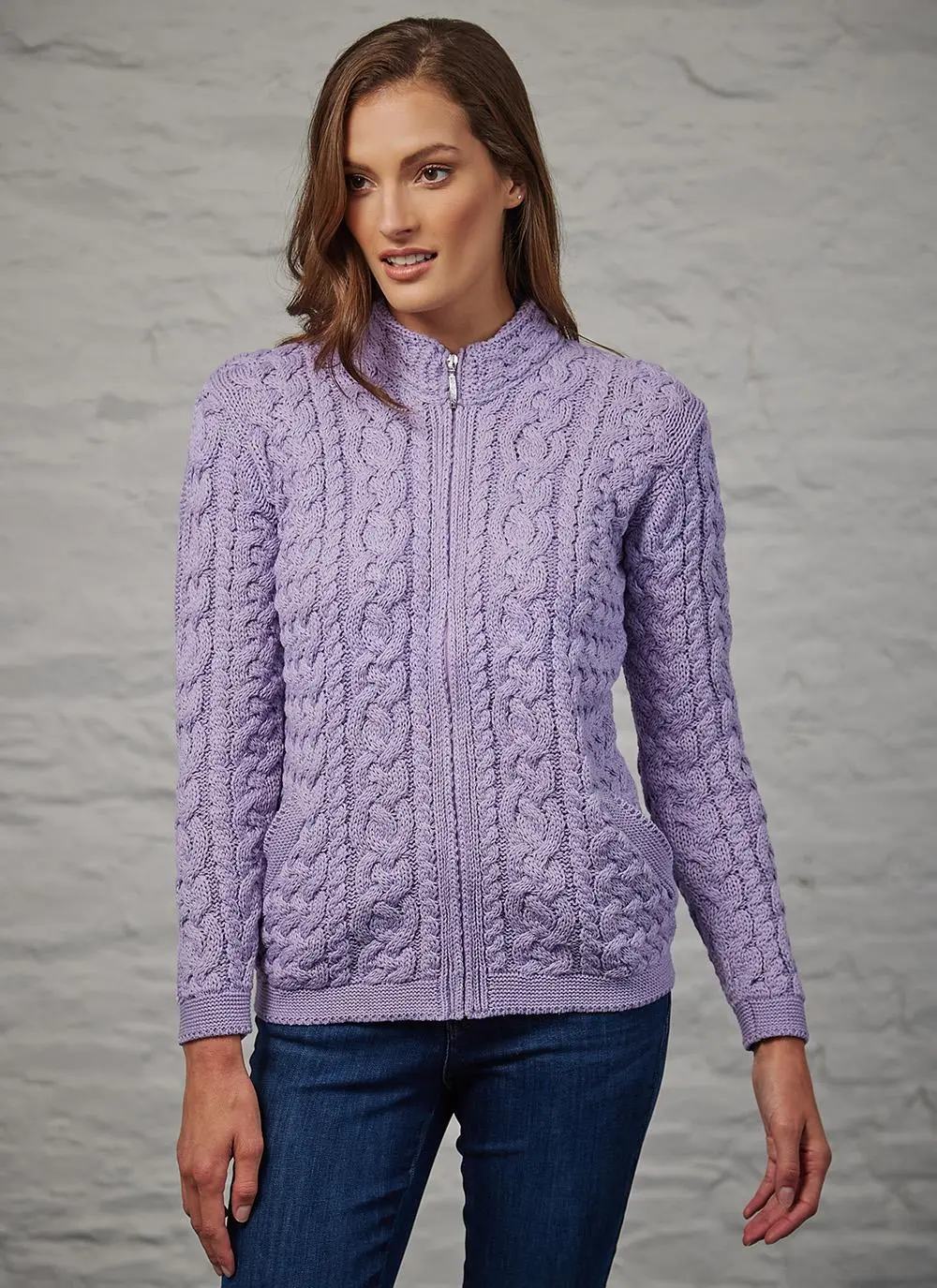 Tara Summer-Weight Aran Zip Cardigan