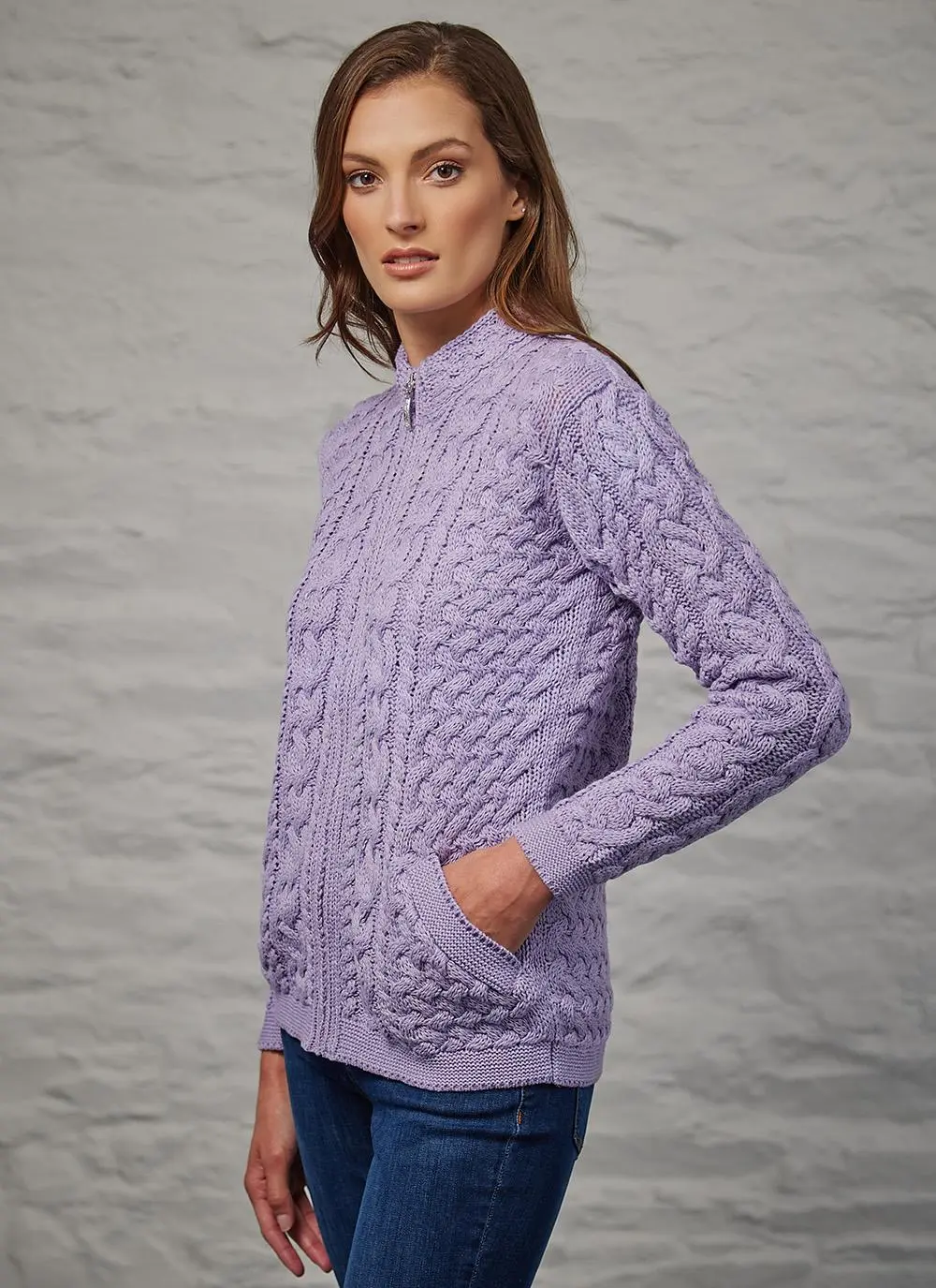 Tara Summer-Weight Aran Zip Cardigan