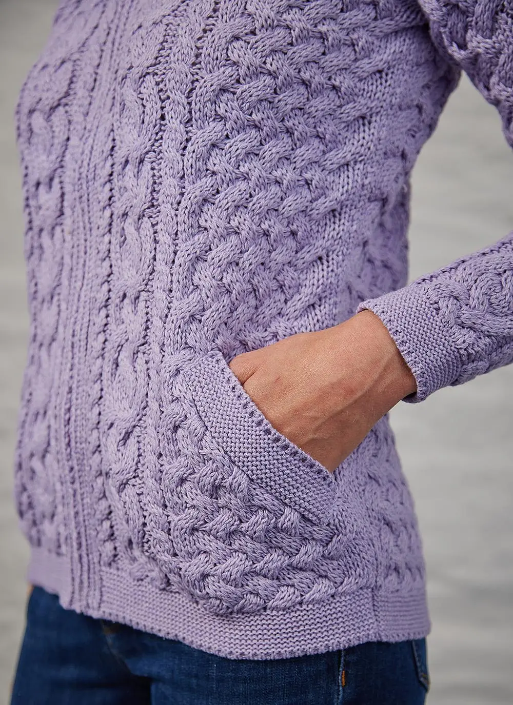 Tara Summer-Weight Aran Zip Cardigan