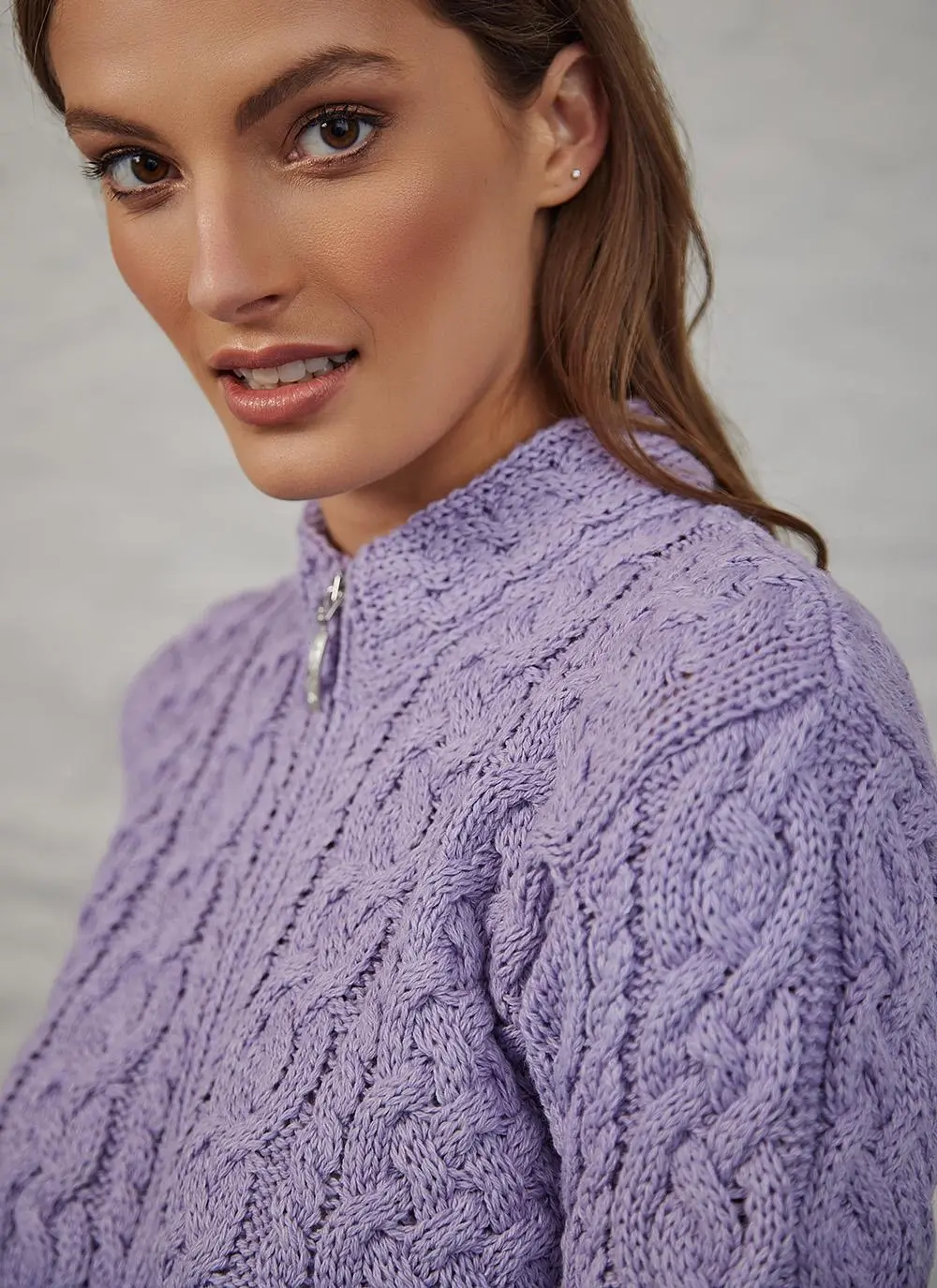Tara Summer-Weight Aran Zip Cardigan